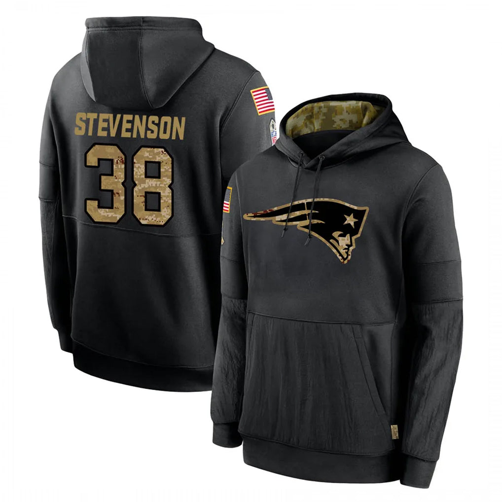 Vanessashop NE.Patriots #38 Rhamondre Stevenson Player Black Salute to Service Hoodies Limited Game Stitched Jerseys