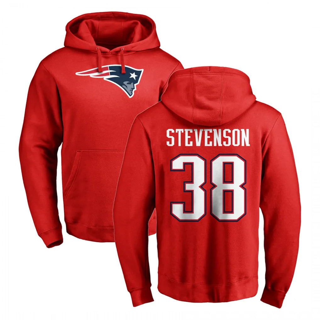 Vanessashop NE.Patriots #38 Rhamondre Stevenson Player Red LOGO Pullover Hoodies Home Game Stitched Jerseys