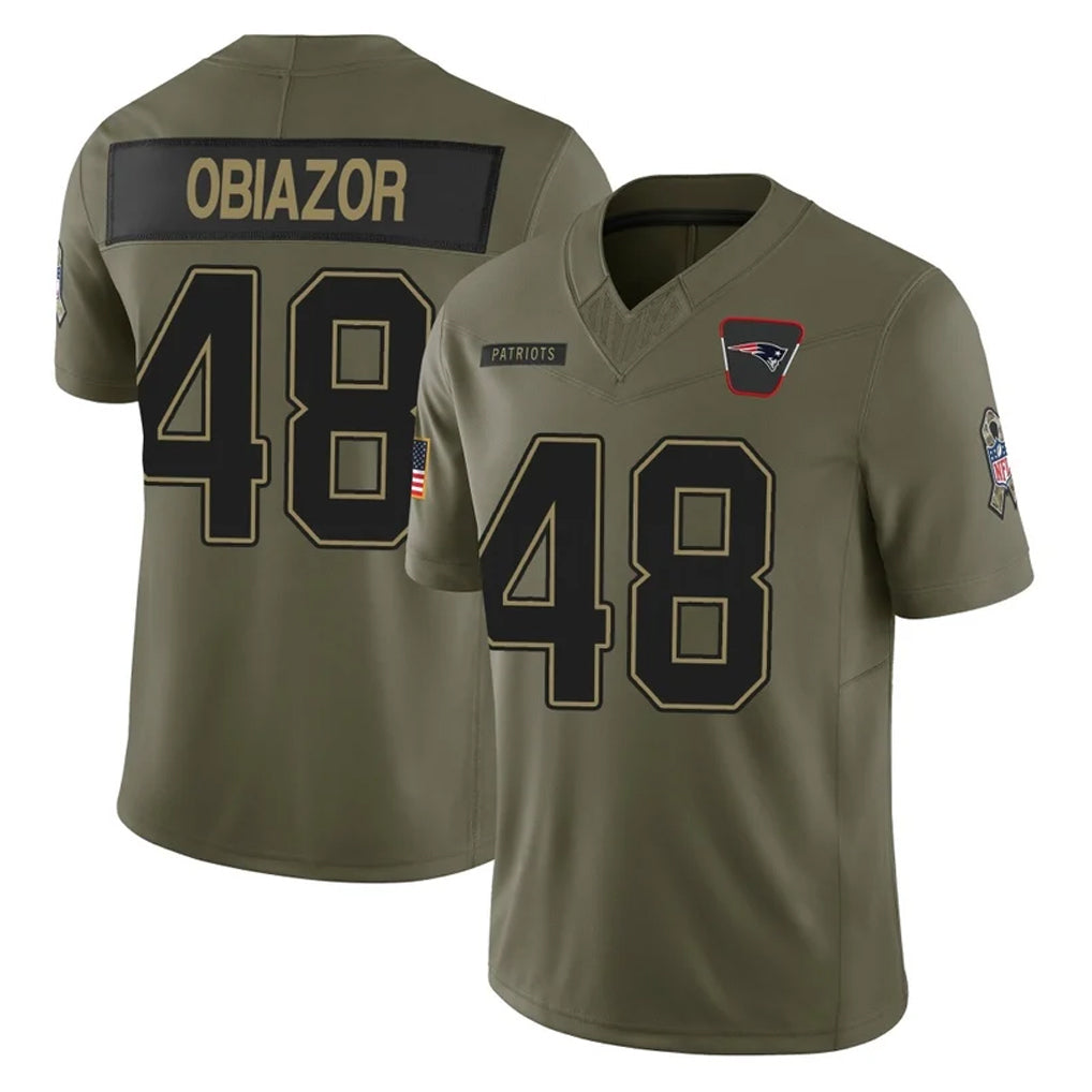 Vanessashop NE.Patriots #48 Namdi Obiazor Player Olive 2025 Salute To Service Limited Stitched Jerseys