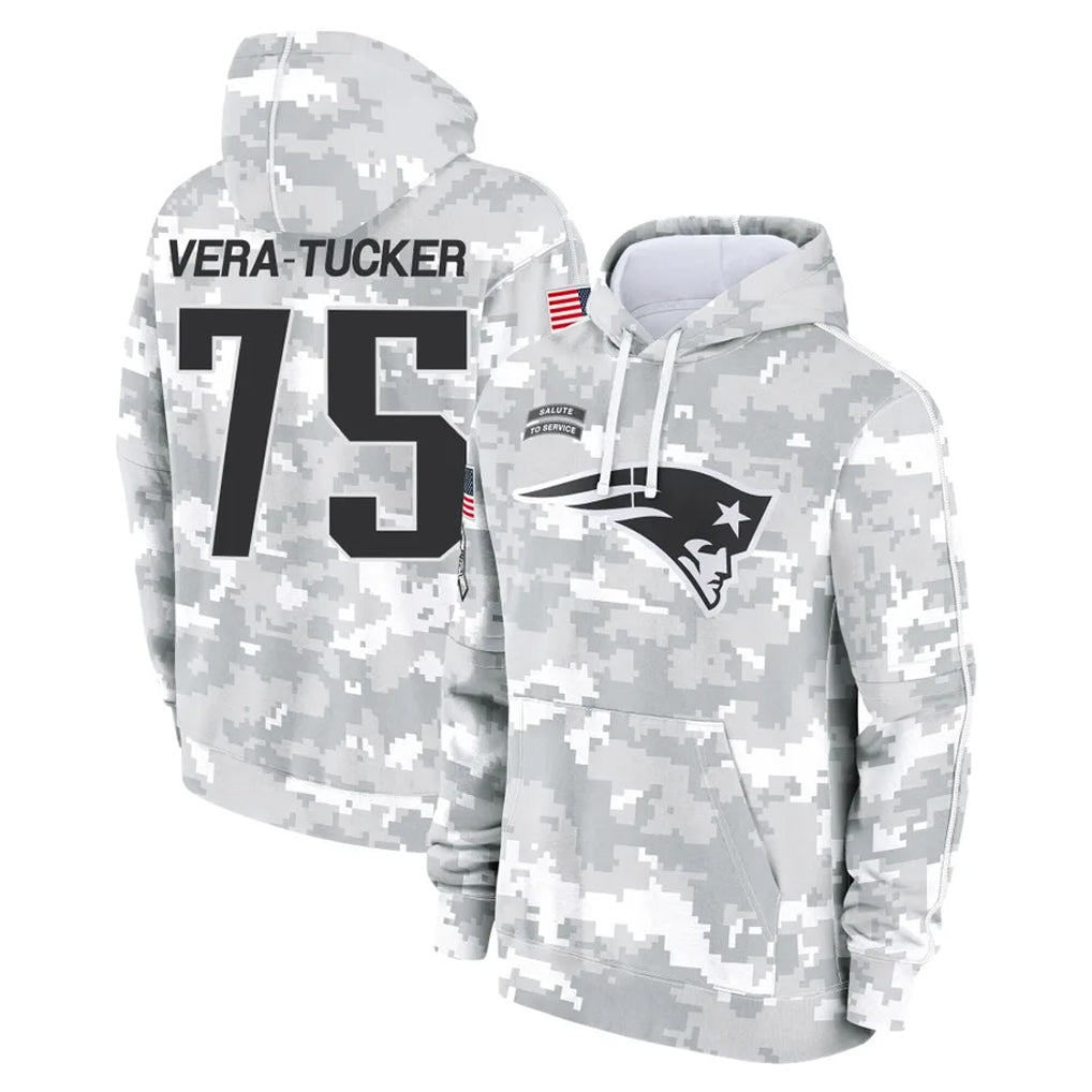 Vanessashop NE.Patriots #75 Alijah Vera-Tucker Player Arctic Camo Salute to Service Pullover Hoodies Limited Game Stitched Jerseys