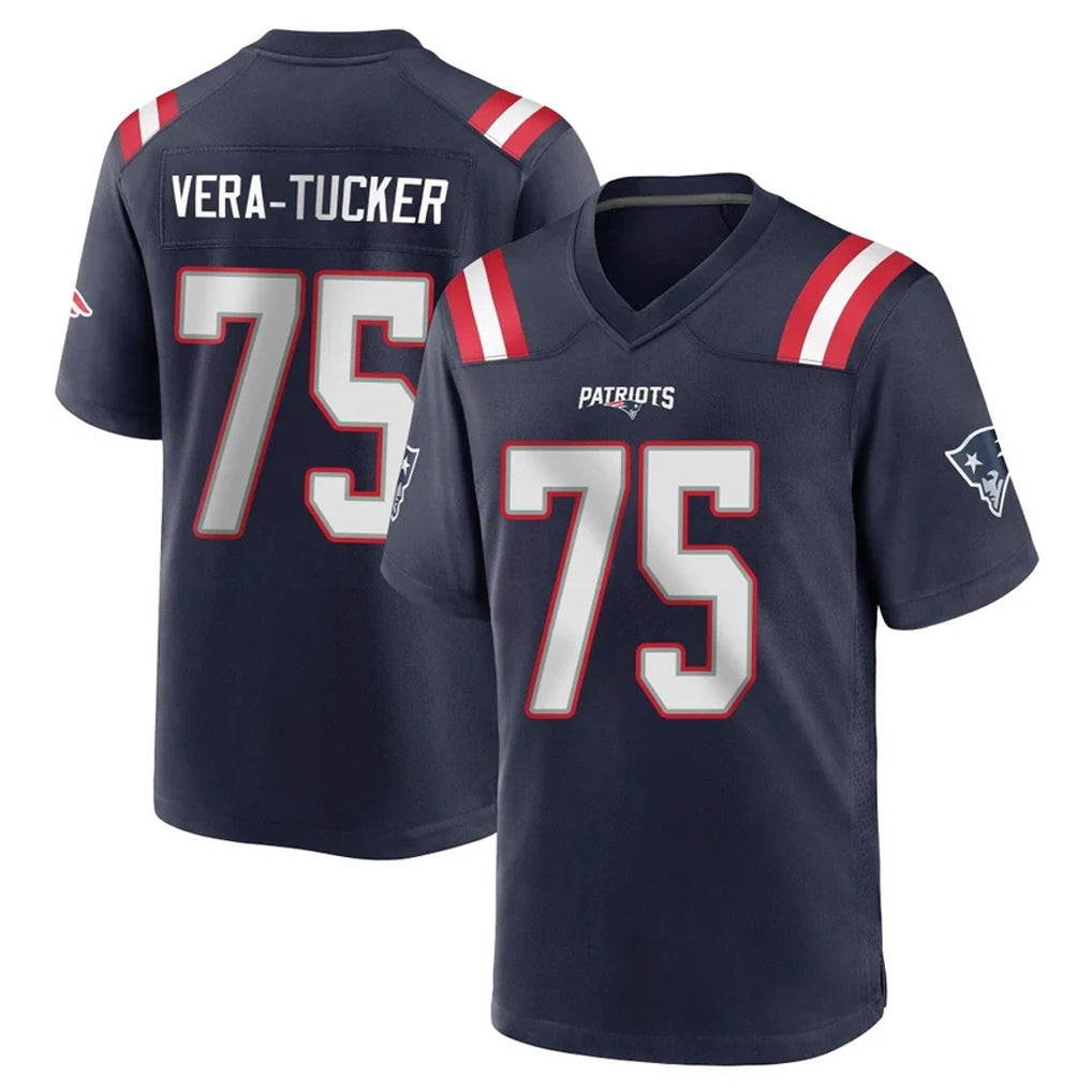 Vanessashop NE.Patriots #75 Alijah Vera-Tucker Player Navy Home Game Stitched Jerseys