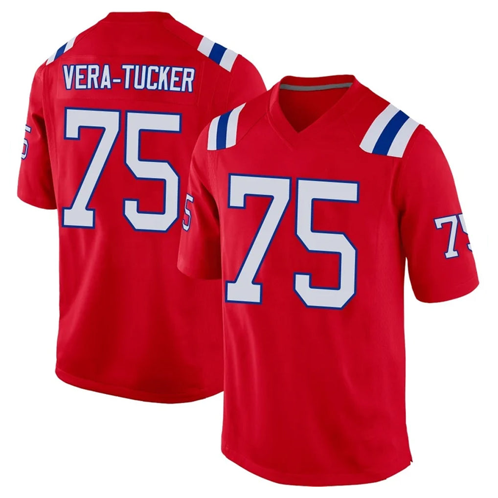 Vanessashop NE.Patriots #75 Alijah Vera-Tucker Player Red Home Game Stitched Jerseys