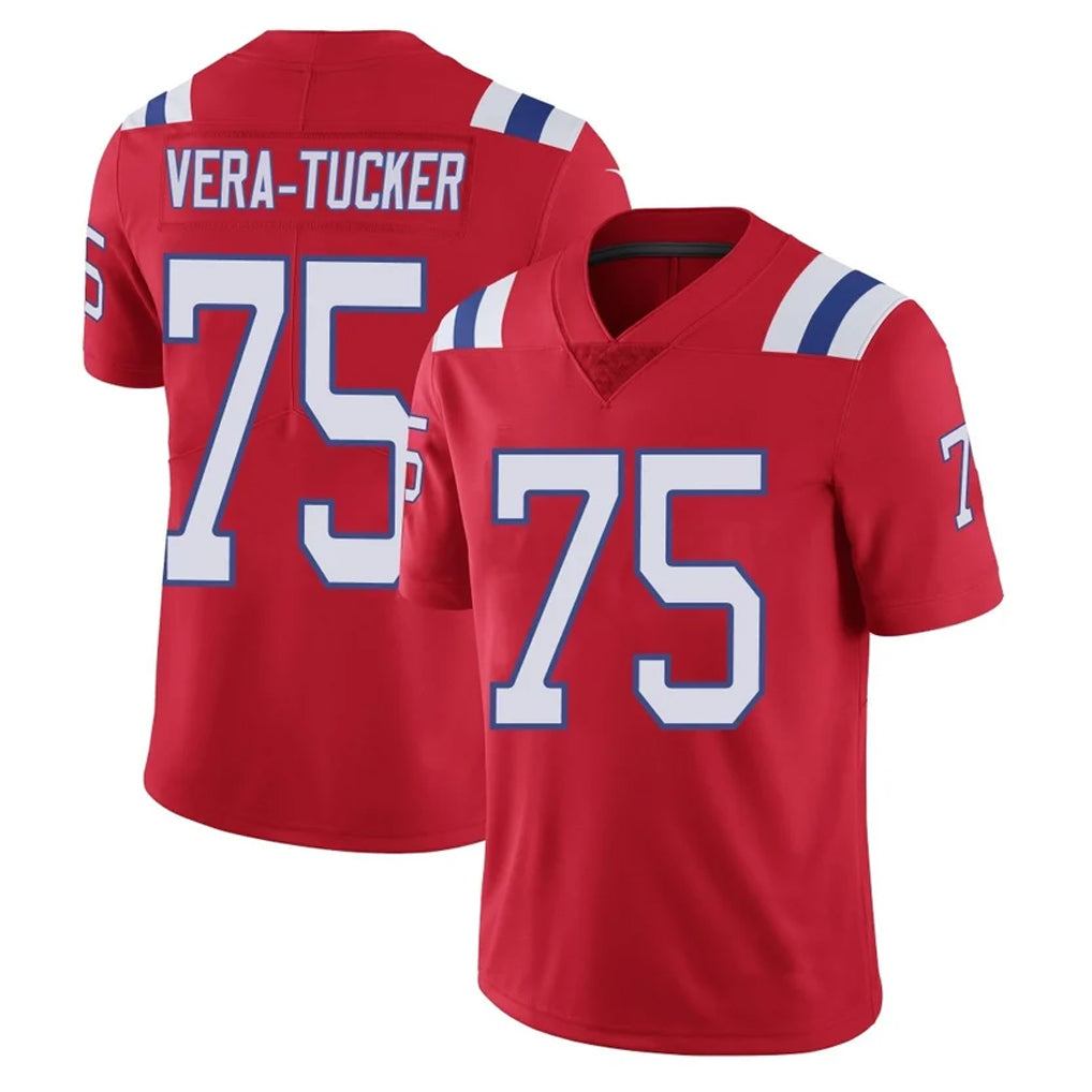 Vanessashop NE.Patriots #75 Alijah Vera-Tucker Player Red Vapor Untouchable Home Game Stitched Jerseys