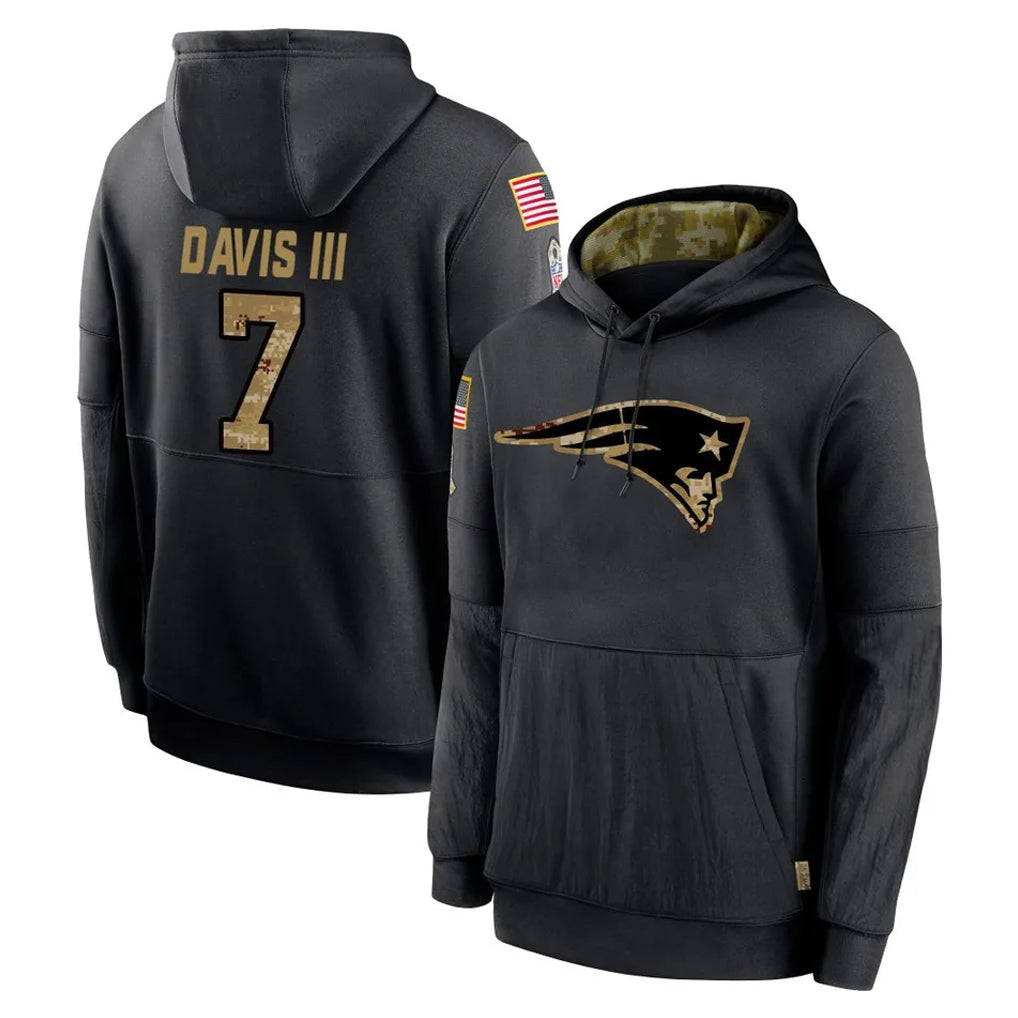 Vanessashop NE.Patriots #7 Carlton Davis III Player Black Salute to Service Hoodies Limited Game Stitched Jerseys