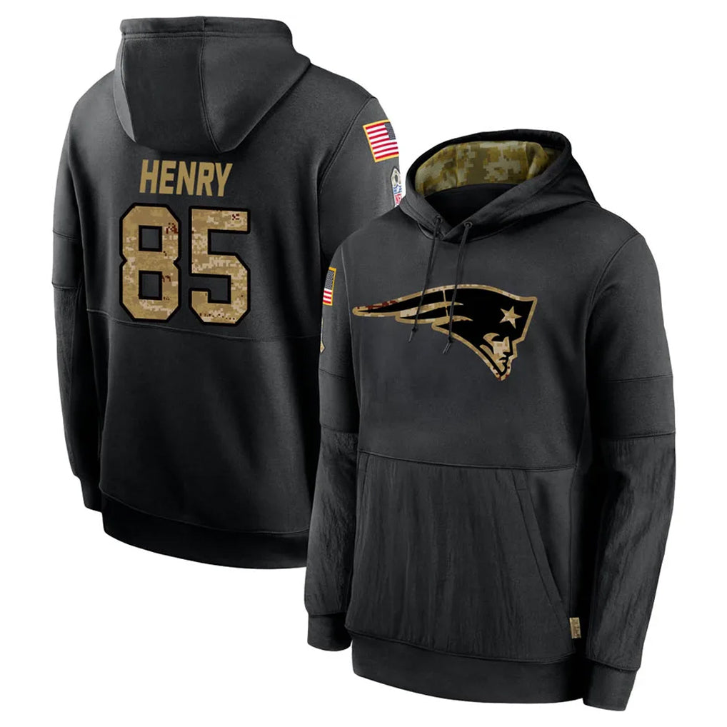 Vanessashop NE.Patriots #85 Hunter Henry Player Black Salute to Service Hoodies Limited Game Stitched Jerseys