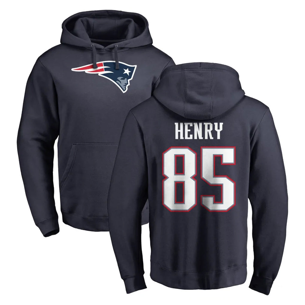 Vanessashop NE.Patriots #85 Hunter Henry Player Navy LOGO Pullover Hoodies Home Game Stitched Jerseys
