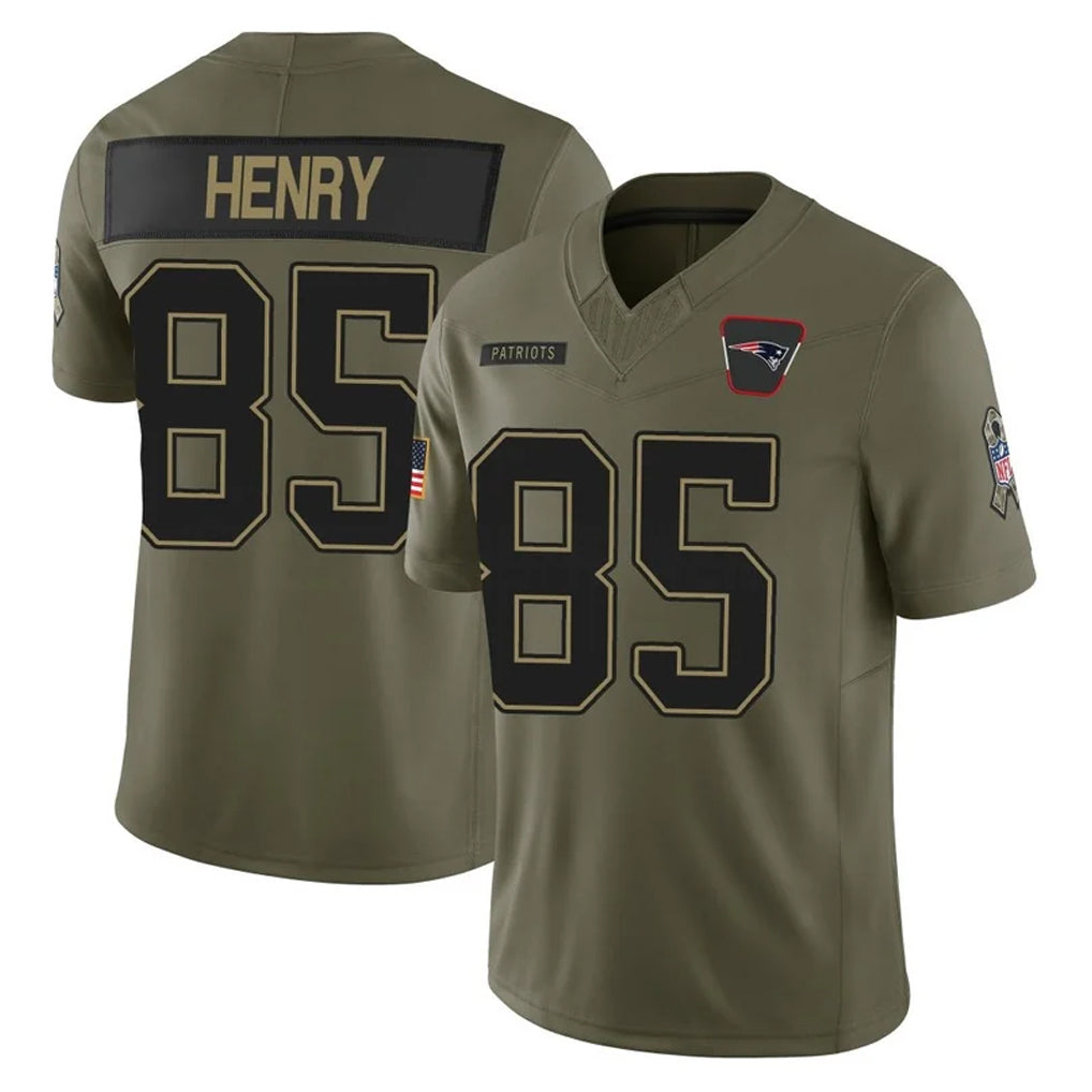Vanessashop NE.Patriots #85 Hunter Henry Player Olive 2025 Salute To Service Limited Stitched Jerseys