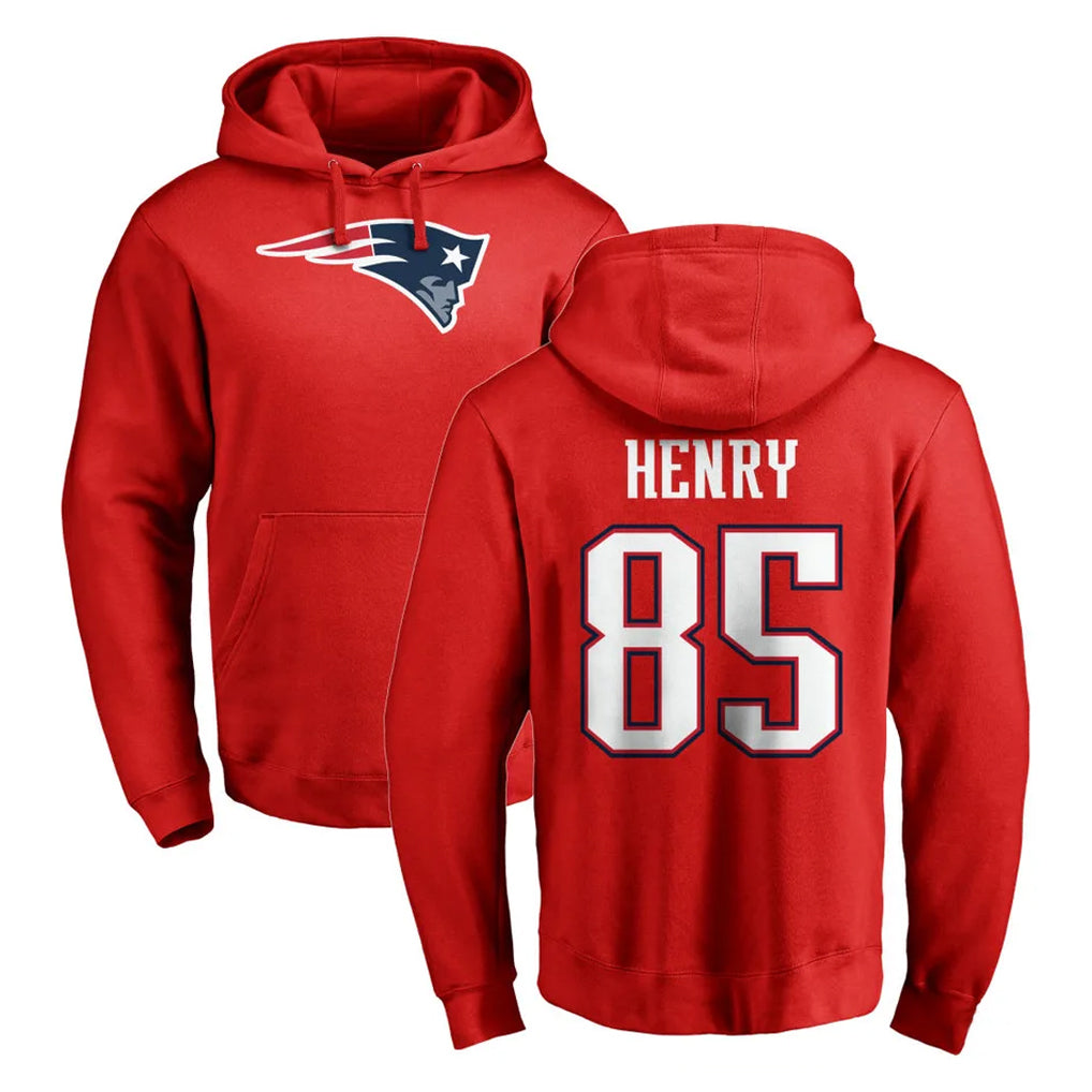 Vanessashop NE.NE.Patriots #85 Hunter Henry Player Red LOGO Pullover Hoodies Home Game Stitched Jerseys