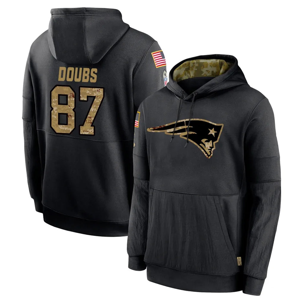 Vanessashop NE.Patriots #87 Romeo Doubs Player Black Salute to Service Hoodies Limited Game Stitched Jerseys