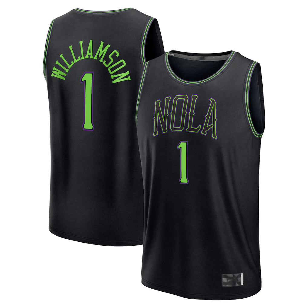 Vanessashop NO.Pelicans #1 Zion Williamson Black 202526 City Edition Fast Break Stitched Jerseys