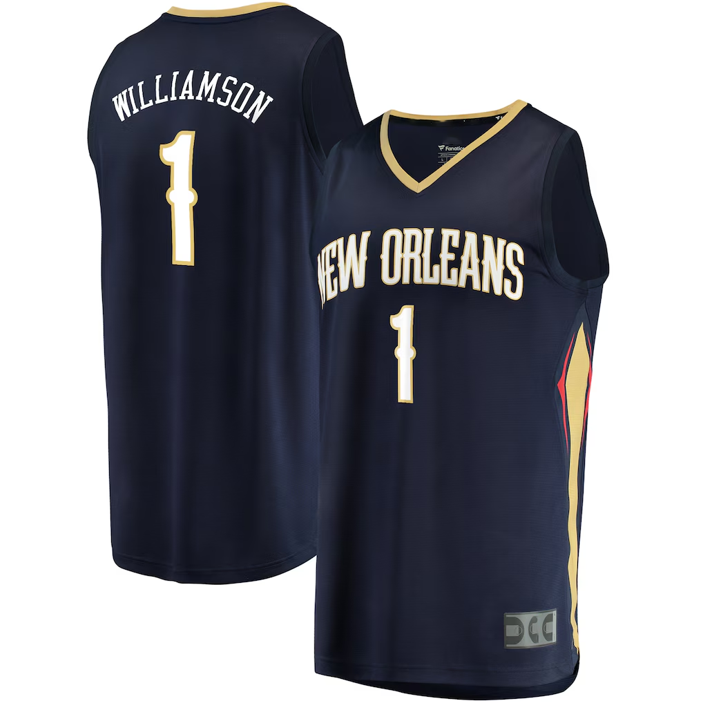 Vanessashop NO.Pelicans #1 Zion Williamson Navy Fast Break Replica Stitched Jerseys- Icon Edition