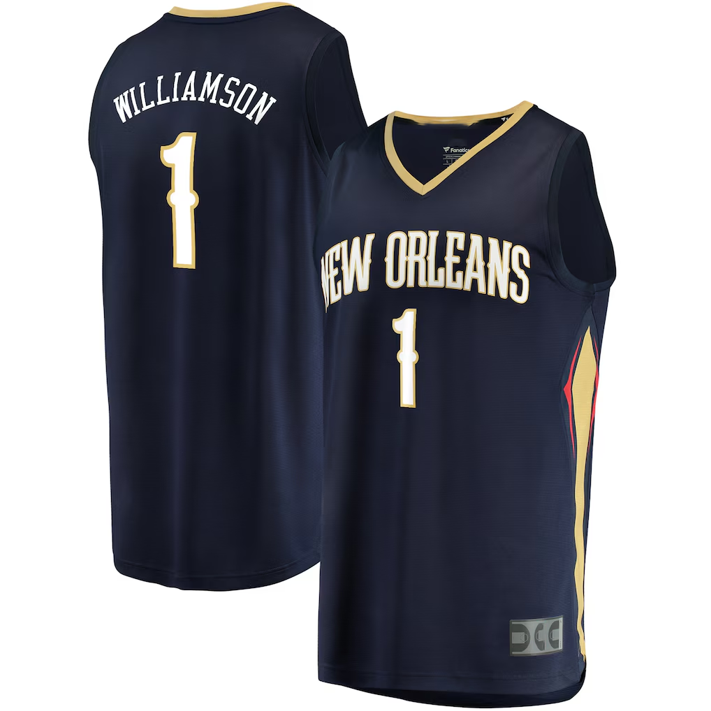 Vanessashop NO.Pelicans #1 Zion Williamson Navy Replica Fast Break Stitched Jerseys- Icon Edition