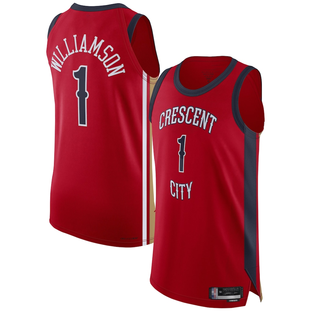 Vanessashop NO.Pelicans #1 Zion Williamson Red Authentic Stitched Jerseys- Statement Edition