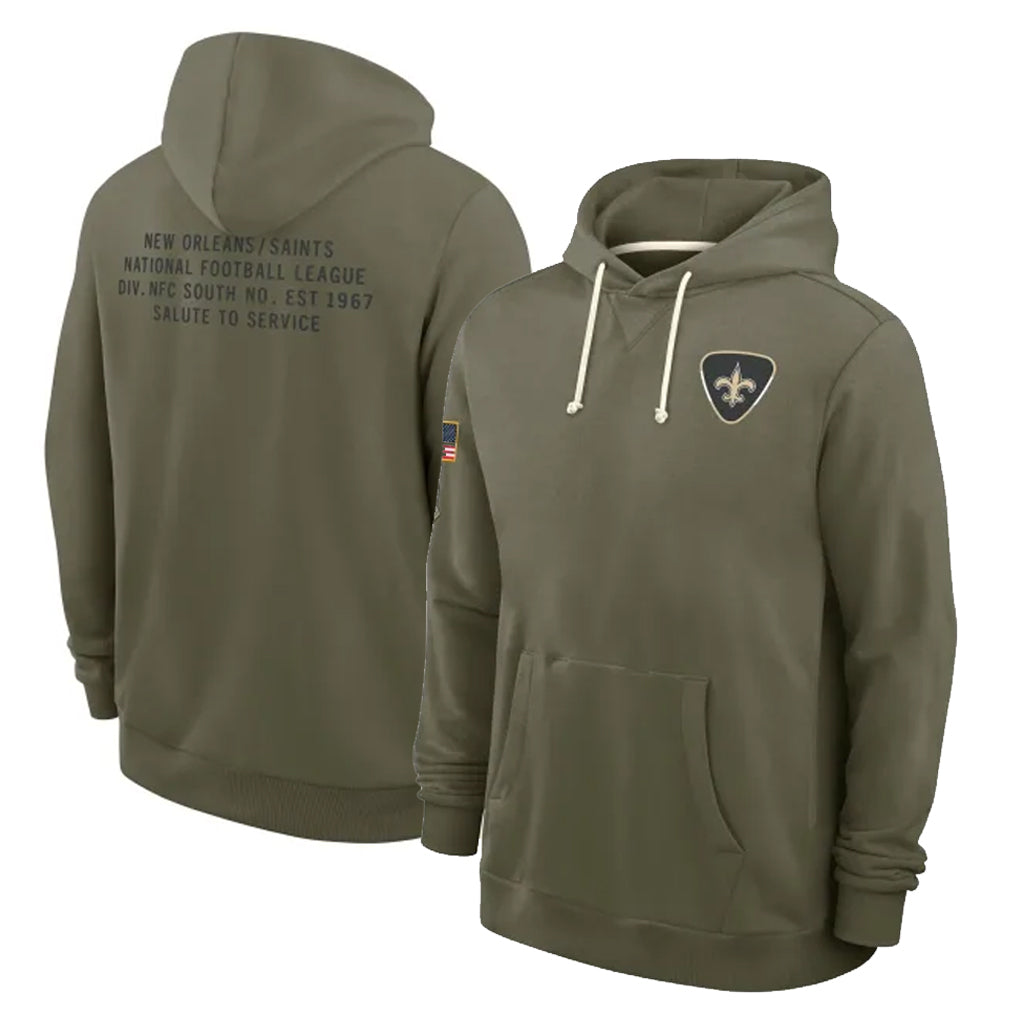 Vanessashop NO.Saints Olive Salute to Service Pullover Hoodies Limited Blank Player Stitched Jerseys