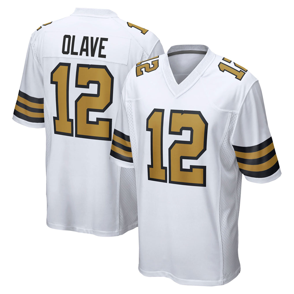 Vanessashop NO.Saints #12 Chris Olave Player White Alternate Home Game Stitched Jerseys