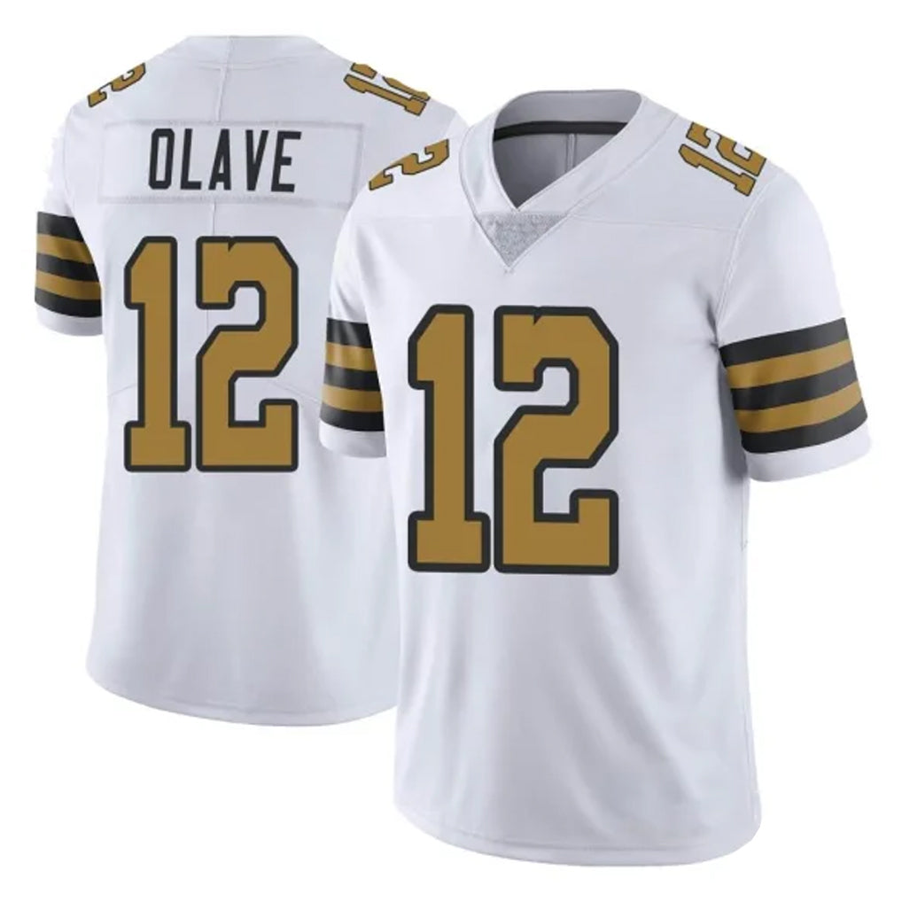 Vanessashop NO.Saints #12 Chris Olave Player White Limited Color Rush Home Game Stitched Jerseys