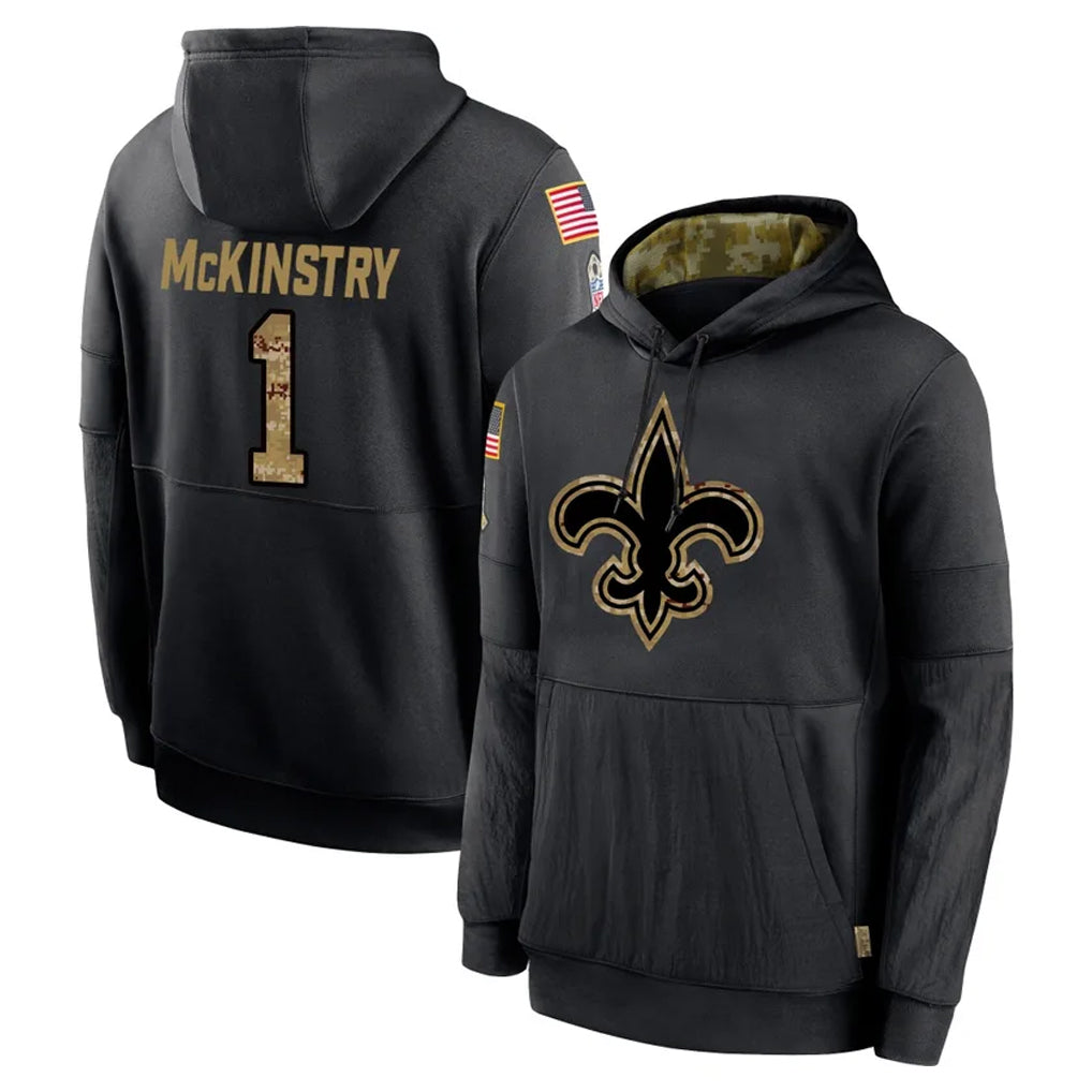 Vanessashop NO.Saints #1 Kool-Aid McKinstry Player Black Salute to Service Hoodies Limited Game Stitched Jerseys