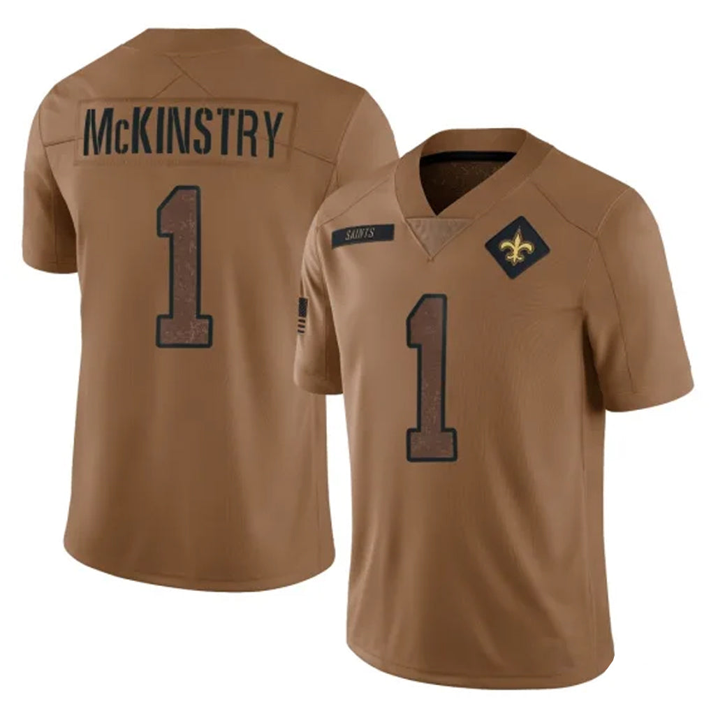 Vanessashop NO.Saints #1 Kool-Aid McKinstry Player Brown Salute To Service Limited Stitched Jerseys£¨¸±±¾£©