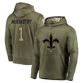 Vanessashop NO.Saints #1 Kool-Aid McKinstry Player Olive Salute to Service Pullover Hoodies Home Game Stitched Jerseys