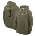 Vanessashop NO.Saints #1 Kool-Aid McKinstry Player Olive Salute to Service Pullover Hoodies Limited Stitched Jerseys