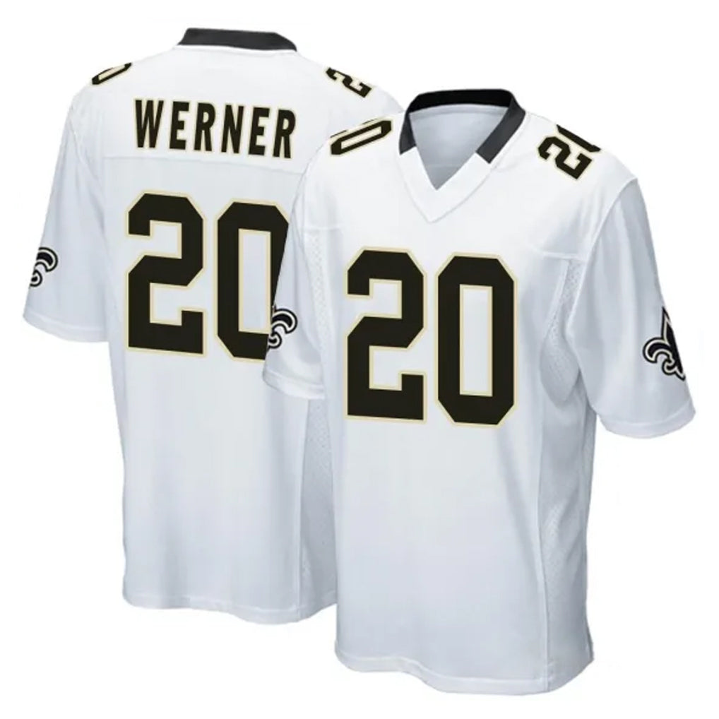 Vanessashop NO.Saints #20 Pete Werner Player White Home Game Stitched Jerseys