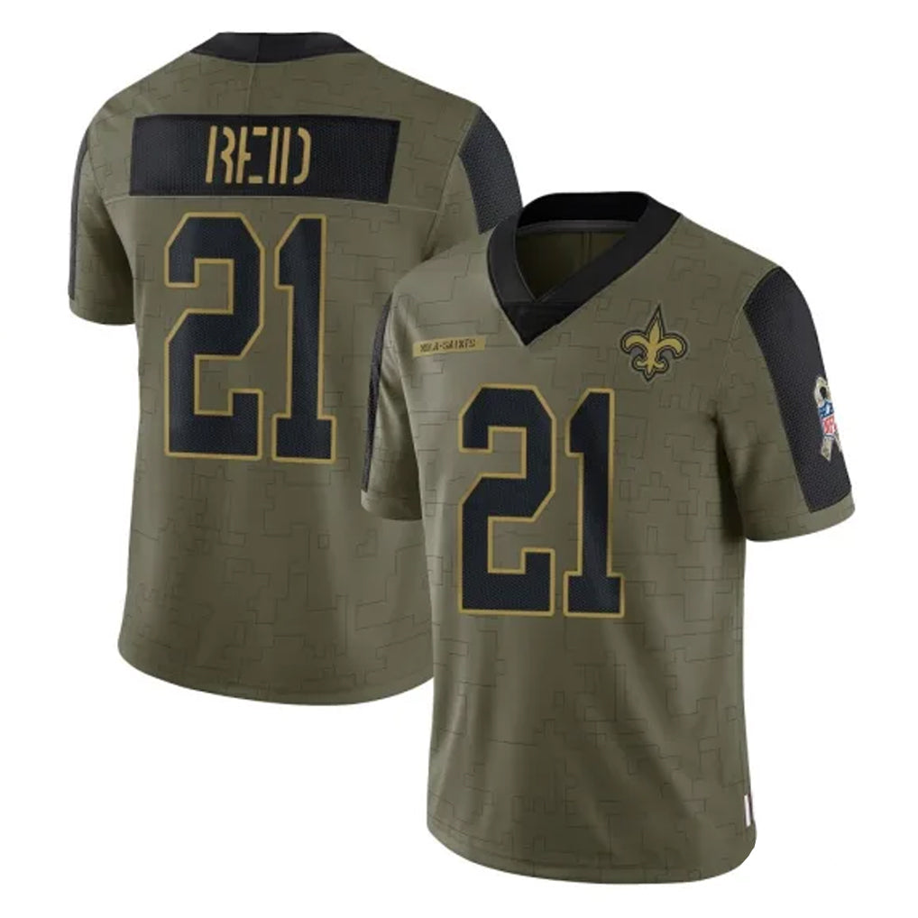 Vanessashop NO.Saints #21 Justin Reid Player Olive Salute To Service Limited Game Stitched Jerseys
