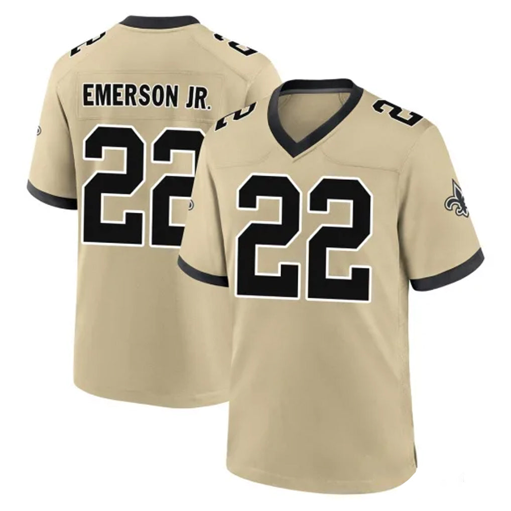 Vanessashop NO.Saints #22 Martin Emerson Jr. Player Gold Home Game Stitched Jerseys