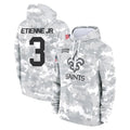 Vanessashop NO.Saints #3 Travis Etienne Jr. Player Arctic Camo Salute to Service Pullover Hoodies Limited Game Stitched Jerseys