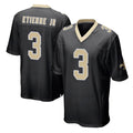 Vanessashop NO.Saints #3 Travis Etienne Jr. Player Black Home Game Stitched Jerseys