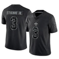 Vanessashop NO.Saints #3 Travis Etienne Jr. Player Black Limited Reflective Home Game Stitched Jerseys