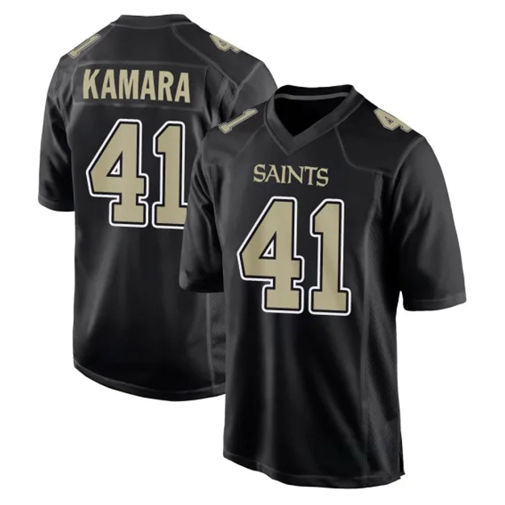 Vanessashop NO.Saints #41 Alvin Kamara Player Black Carbon Fashion Home Game Stitched Jerseys
