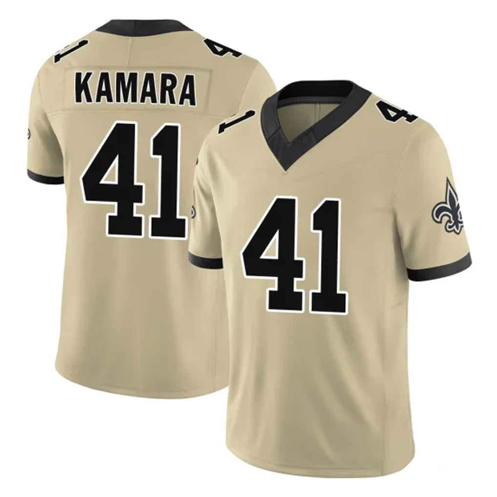 Vanessashop NO.Saints #41 Alvin Kamara Player Gold Limited Vapor F.U.S.E. Home Game Stitched Jerseys