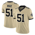Vanessashop NO.Saints #51 Cesar Ruiz Player Gold Limited Vapor F.U.S.E. Home Game Stitched Jerseys