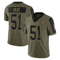 Vanessashop NO.Saints #51 Cesar Ruiz Player Olive Salute To Service Limited Game Stitched Jerseys