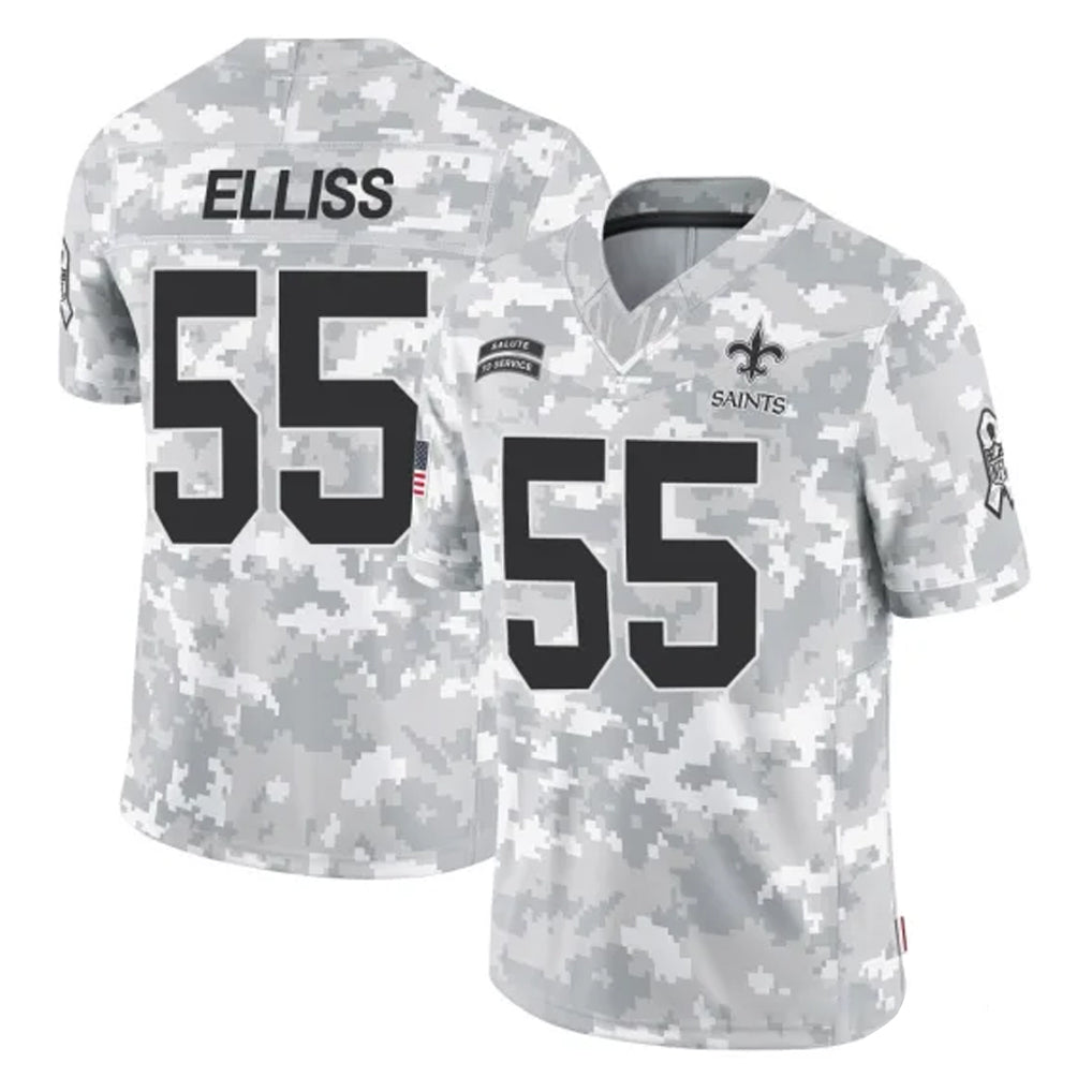 Vanessashop NO.Saints #55 Kaden Elliss Player Arctic Camo Salute To Service Limited Game Stitched Jerseys