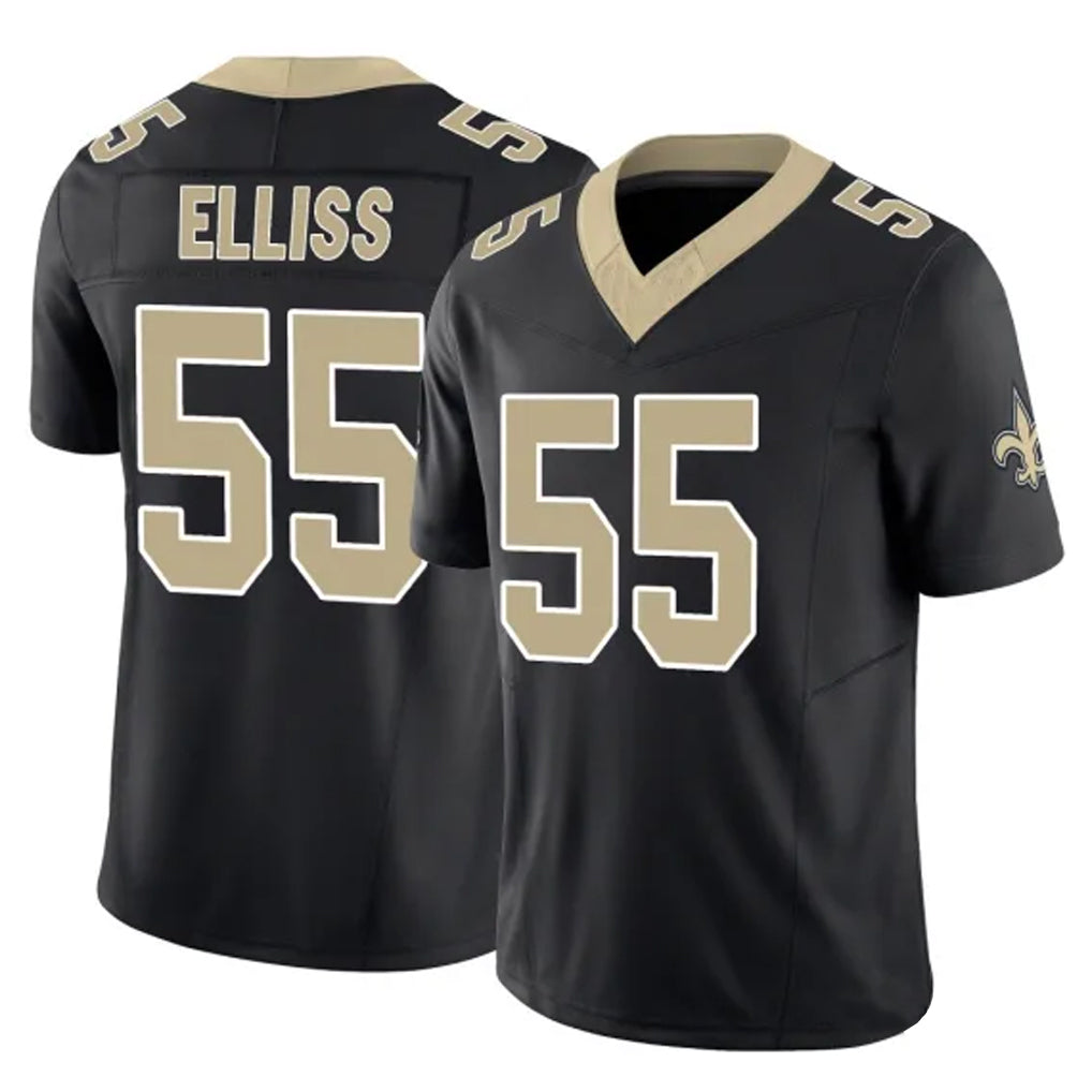 Vanessashop NO.Saints #55 Kaden Elliss Player Black Limited Vapor F.U.S.E. Home Game Stitched Jerseys