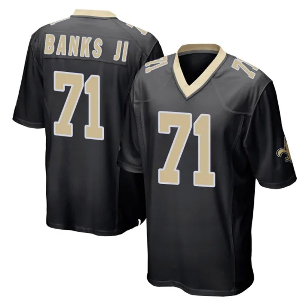 Vanessashop NO.Saints #71 Kelvin Banks Jr. Player Black Home Game Stitched Jerseys