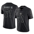 Vanessashop NO.Saints #71 Kelvin Banks Jr. Player Black Limited Reflective Home Game Stitched Jerseys