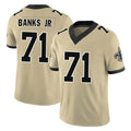 Vanessashop NO.Saints #71 Kelvin Banks Jr. Player Gold Limited Vapor F.U.S.E. Home Game Stitched Jerseys
