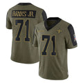 Vanessashop NO.Saints #71 Kelvin Banks Jr. Player Olive Salute To Service Limited Game Stitched Jerseys