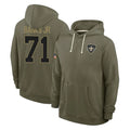 Vanessashop NO.Saints #71 Kelvin Banks Jr. Player Olive Salute to Service Pullover Hoodies Limited Stitched Jerseys