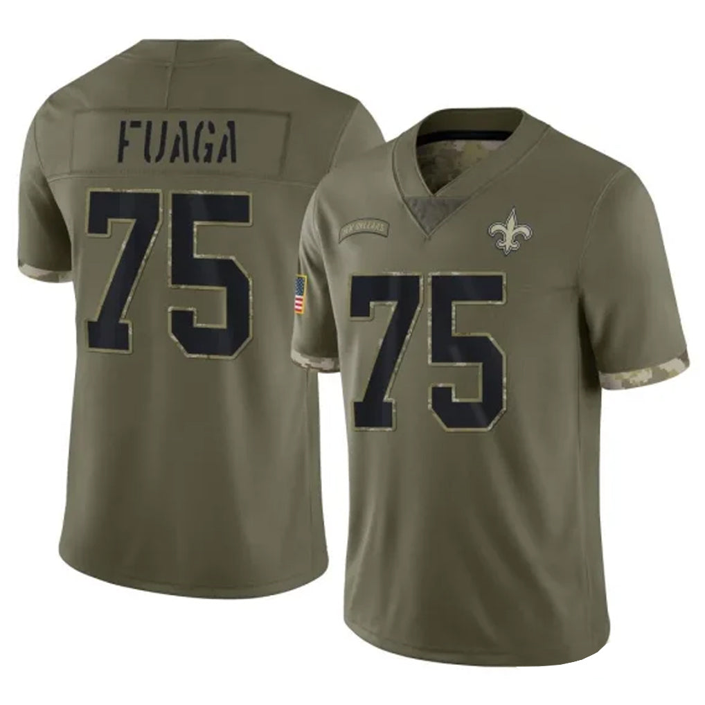 Vanessashop NO.Saints #75 Taliese Fuaga Player Olive Salute To Service Limited Stitched Jerseys