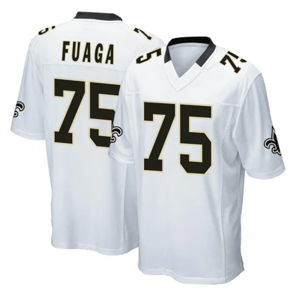 Vanessashop NO.Saints #75 Taliese Fuaga Player White Home Game Stitched Jerseys