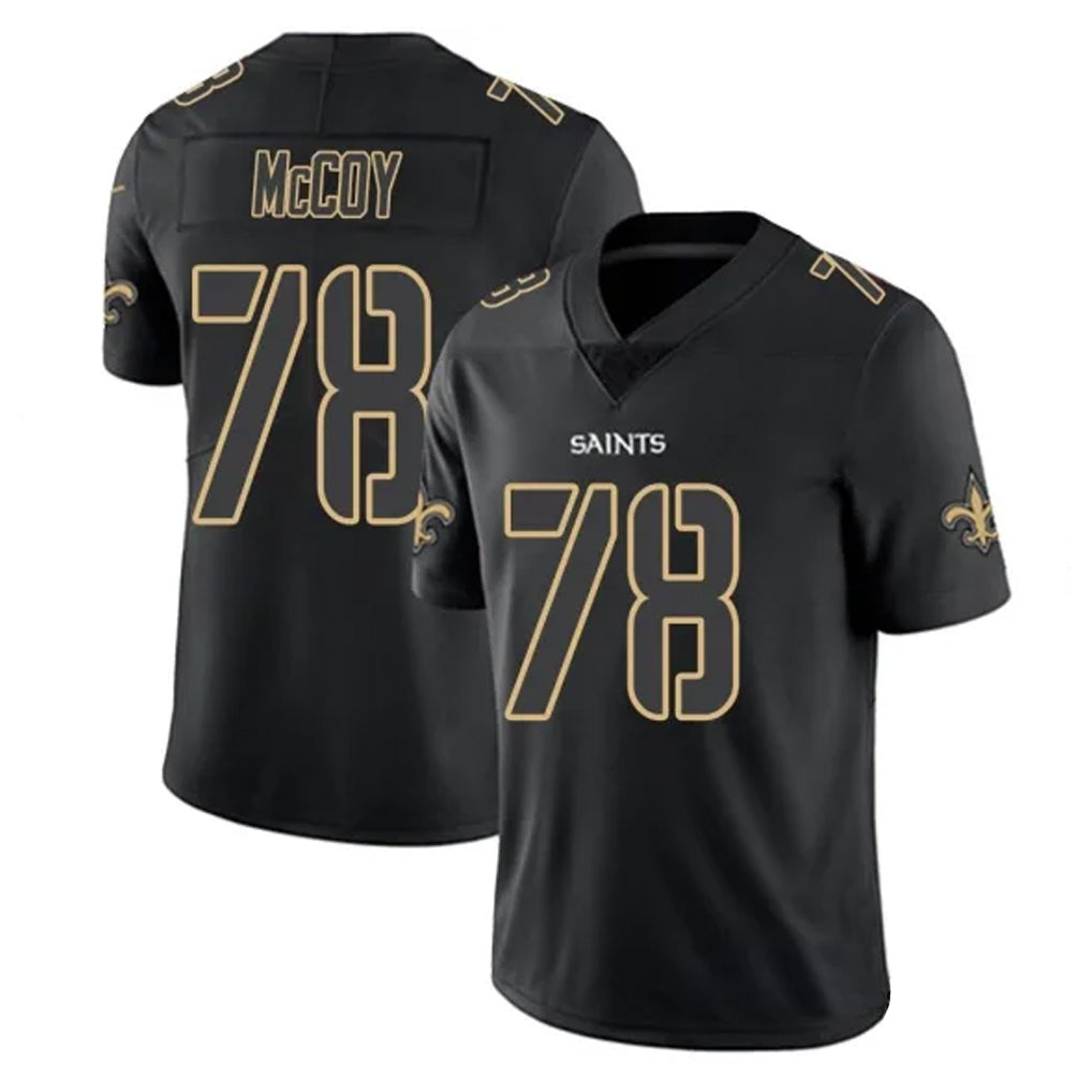Vanessashop NO.Saints #78 Erik McCoy Player Black Impact Limited Home Game Stitched Jerseys