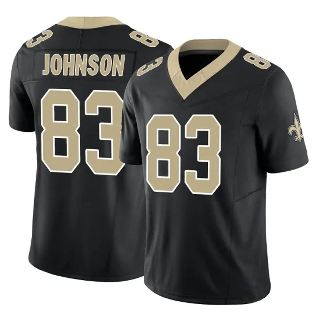 Vanessashop NO.Saints #83 Juwan Johnson Player Black Limited Vapor F.U.S.E. Home Game Stitched Jerseys