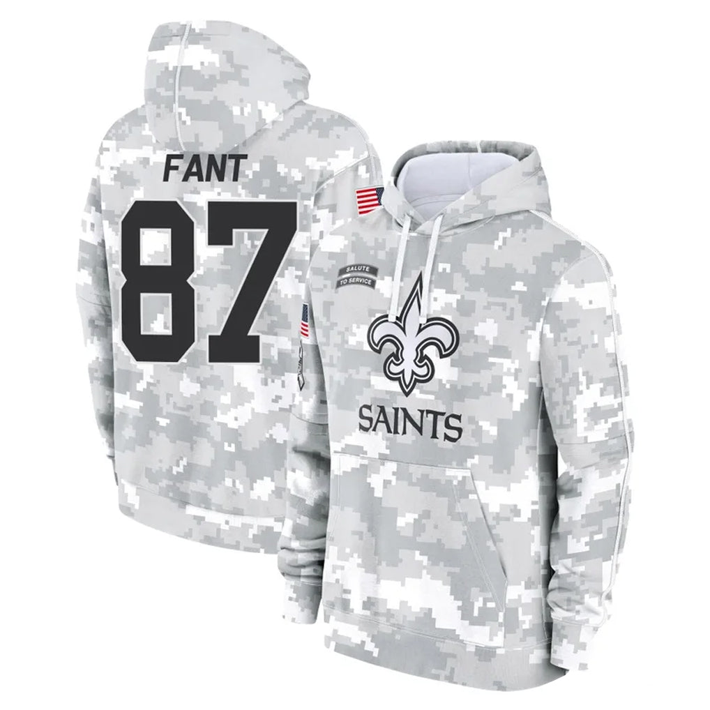 Vanessashop NO.Saints #87 Noah Fant Player Arctic Camo Salute to Service Pullover Hoodies Limited Game Stitched Jerseys