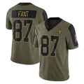 Vanessashop NO.Saints #87 Noah Fant Player Olive Salute To Service Limited Game Stitched Jerseys