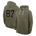 Vanessashop NO.Saints #87 Noah Fant Player Olive Salute to Service Pullover Hoodies Limited Stitched Jerseys