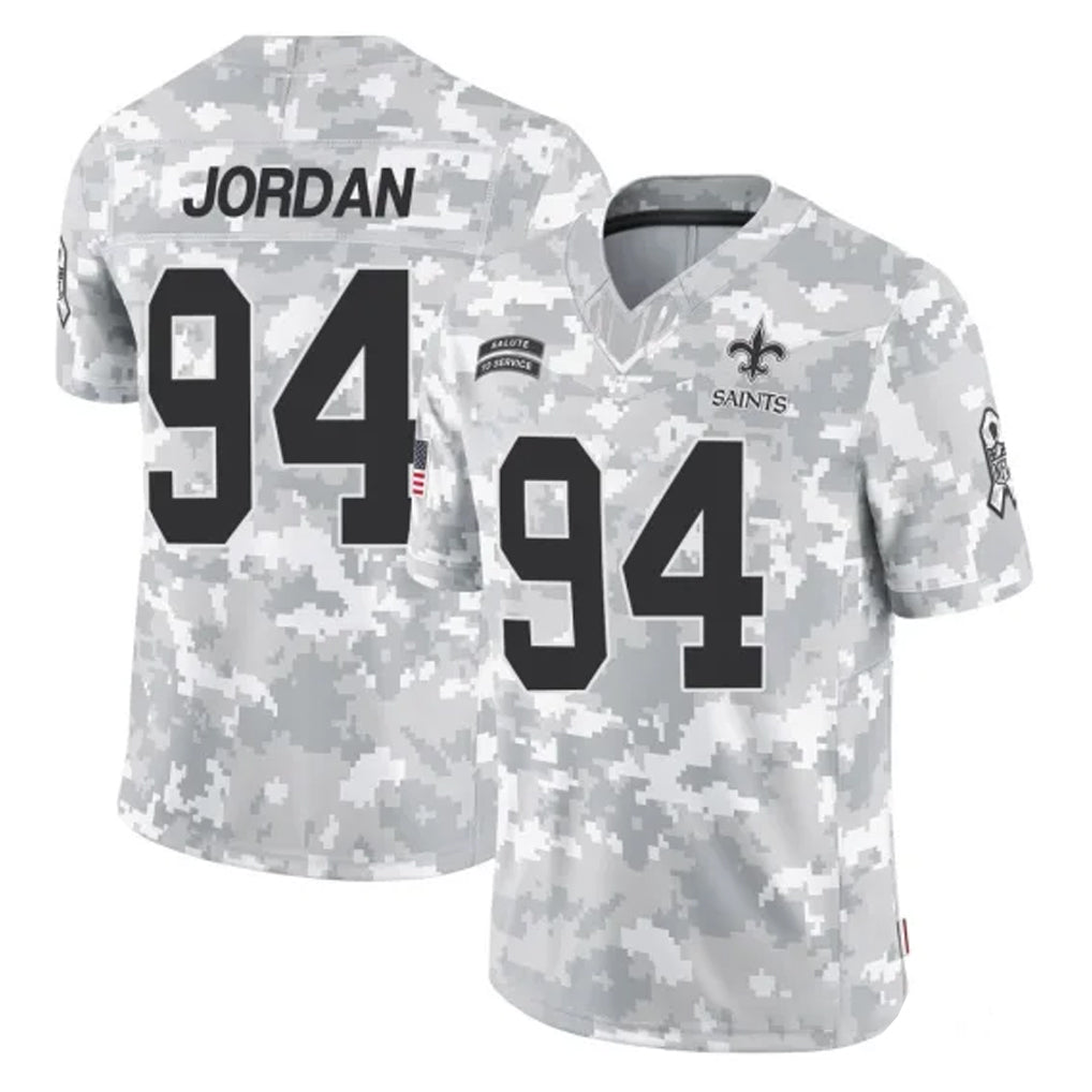 Vanessashop NO.Saints #94 Cameron Jordan Player Arctic Camo Salute To Service Limited Game Stitched Jerseys