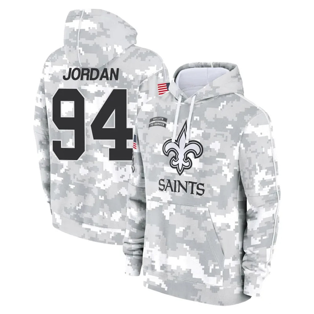 Vanessashop NO.Saints #94 Cameron Jordan Player Arctic Camo Salute to Service Pullover Hoodies Limited Game Stitched Jerseys